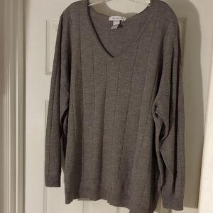 Roaman's Gray Fine Knit Sweater